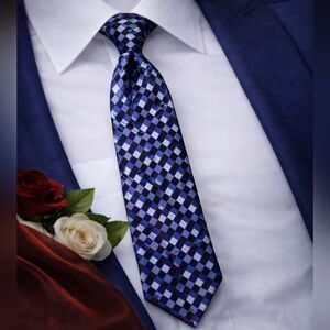 Men's Merona Blue Brown Geometric Silk Tie One Size